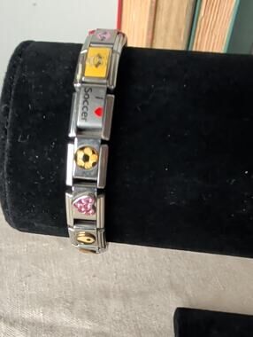 Y2K Essenza Italian Charm Link Bracelet Rainbow Yin Yang Soccer Stainless Steel